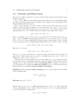 1.3 Curvature and Plane Curves