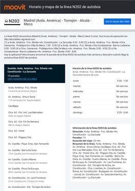Horario Y Mapa De La Línea N202 De Autobús