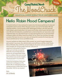 Robin Hood Camper Newsletter