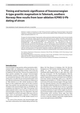 Timing and Tectonic Significance of Sveconorwegian A-Type Granitic Magmatism in Telemark,Southern Norway: New Results from Laser-Ablation ICPMS U-Pb Dating of Zircon