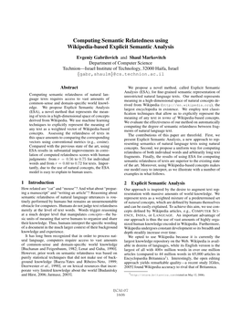 Computing Semantic Relatedness Using Wikipedia-Based Explicit Semantic Analysis