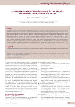 Peri-Operative Respiratory Complications and the Post-Operative Consequences – Atelectasis and Risk Factors