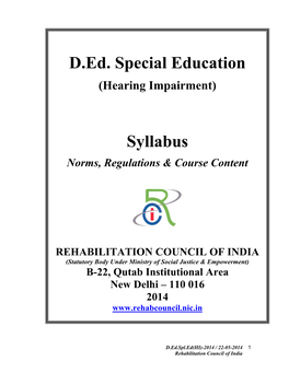 D.Ed. Special Education (Hearing Impairment)