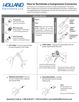 How to Terminate a Compression Connector in This Lesson, We Will Teach You How to Install a Compression F Connector