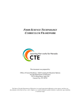 Food Science Technology Curriculum Framework