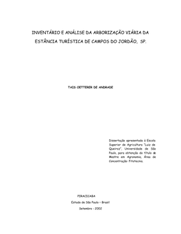 Inventário E Análise Da Arborização Viária Da