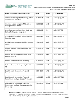 Series 280 Park Commission Contracts and Agreements