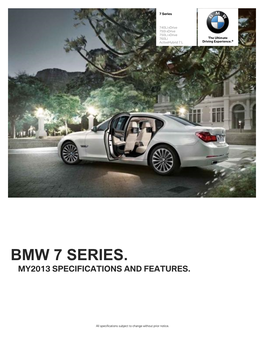 Bmw 7 Series. My2013 Specifications and Features