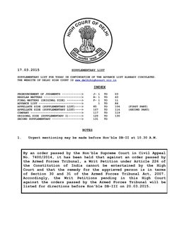 17.03.2015 by an Order Passed by the Hon'ble Supreme Court in Civil
