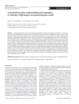 Unassisted Invasions: Understanding and Responding to Australia's High