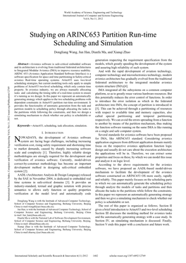 Studying on ARINC653 Partition Run-Time Scheduling and Simulation