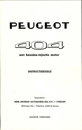 Peugeot 404,Benzine-Injectie Motor