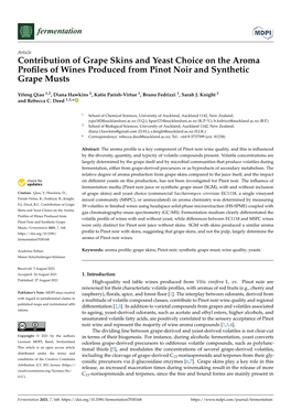 Contribution of Grape Skins and Yeast Choice on the Aroma Profiles Of