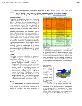 GEP-Exomars: a Geophysics And