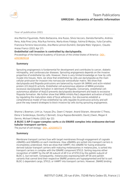 Team Publications UMR3244 – Dynamics of Genetic Information