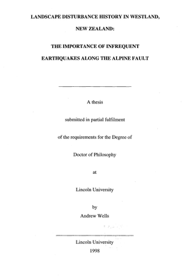 THE IMPORTANCE of INFREQUENT EARTHQUAKES ALONG the ALPINE FAULT by Andrew Wells