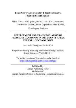 Social Sciences ISSN