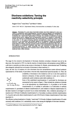 Dioxirane Oxidations: Taming the Reactivity-Selectivity Principle