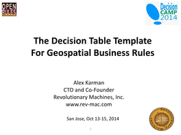 The Decision Table Template for Geospatial Business Rules