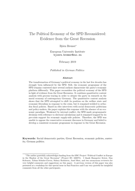 The Political Economy of the SPD Reconsidered: Evidence from the Great Recession