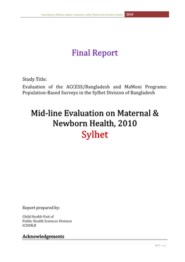 Draft Report, Mamoni Survey, RDW-Sylhet