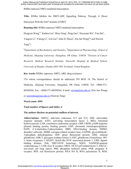 Rxrα Represses NRF2-Mediated Transcription 1