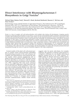 Direct Interference with Rhamnogalacturonan I Biosynthesis in Golgi Vesicles1