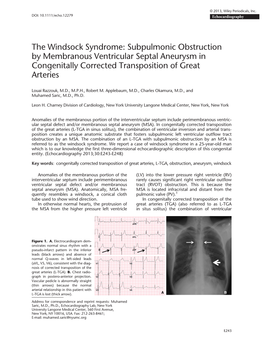 Subpulmonic Obstruction by Membranous Ventricular Septal Aneurysm in Congenitally Corrected Transposition of Great Arteries