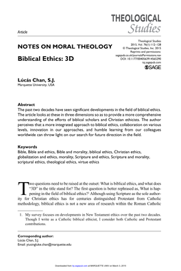 Biblical Ethics 565290Research-Article2014