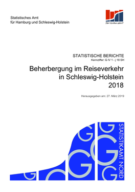 Beherbergung Im Reiseverkehr in Schleswig-Holstein 2018