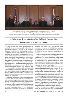 A Salute to the Women Justices of the California Supreme Court