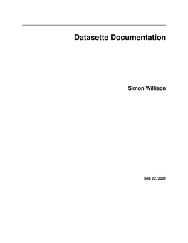 Datasette Documentation