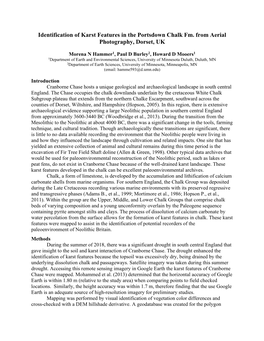 Identification of Karst Features in the Portsdown Chalk Fm. from Aerial Photography, Dorset, UK