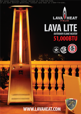 Lava Heat Lite Propane Patio Heater Owner's Manual