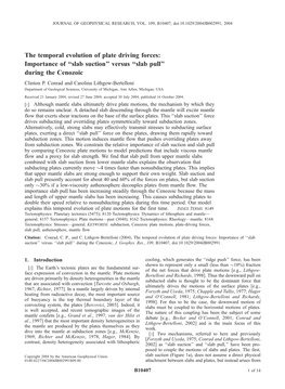 The Temporal Evolution of Plate Driving Forces: Importance of Slab Suction