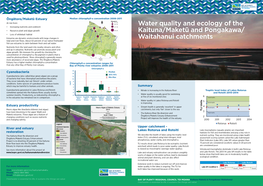 Water Quality and Ecology of the Kaituna/Maketū and Pongakawa