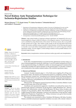 Novel Kidney Auto Transplantation Technique for Ischemia-Reperfusion Studies