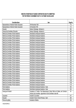 MINUTES of MEETINGS of DUNDEE CORPORATION and ITS COMMITTEES for the PERIOD 10 NOVEMBER 1939 to 31 OCTOBER 1940 INCLUSIVE Commit