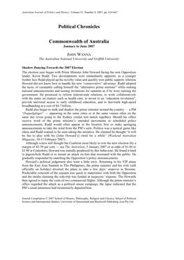 Political Chronicles Commonwealth of Australia