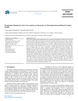 Permutation Methods for Chow Test Analysis an Alternative for Detecting Structural Break in Linear Models