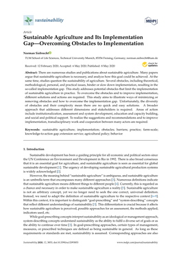 Sustainable Agriculture and Its Implementation Gap—Overcoming Obstacles to Implementation