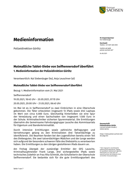 Diese Medieninformation Im PDF-Format