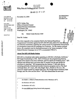 November 23,2004 Jeff S. Jordan, Esq. Office of General Counsel