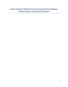 Expert Panel on Homelessness Among Native Americans
