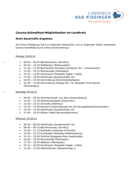 Corona-Schnelltest-Möglichkeiten Im Landkreis