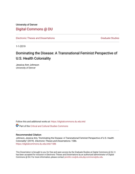 A Transnational Feminist Perspective of US Health Coloniality
