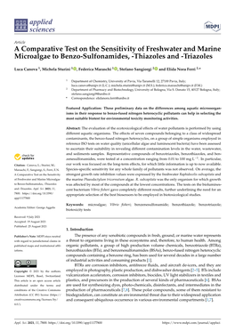 A Comparative Test on the Sensitivity of Freshwater and Marine Microalgae to Benzo-Sulfonamides, -Thiazoles and -Triazoles