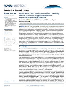 What Is Better Than Coulomb Failure Stress?