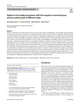 Spiders in Rice-Paddy Ecosystems Shift from Aquatic to Terrestrial Prey And