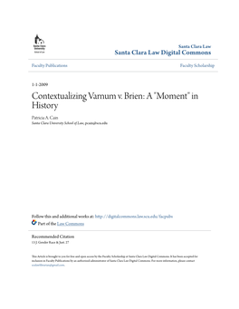 Contextualizing Varnum V. Brien: a "Moment" in History Patricia A